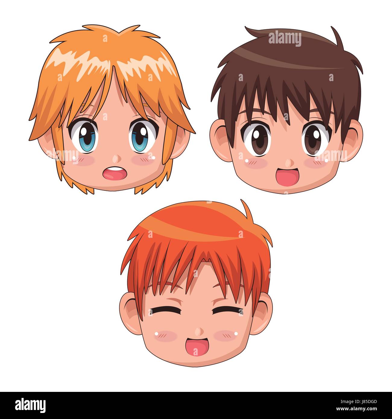 set front view face cute anime tennagers facial expression Stock Vector  Image & Art - Alamy