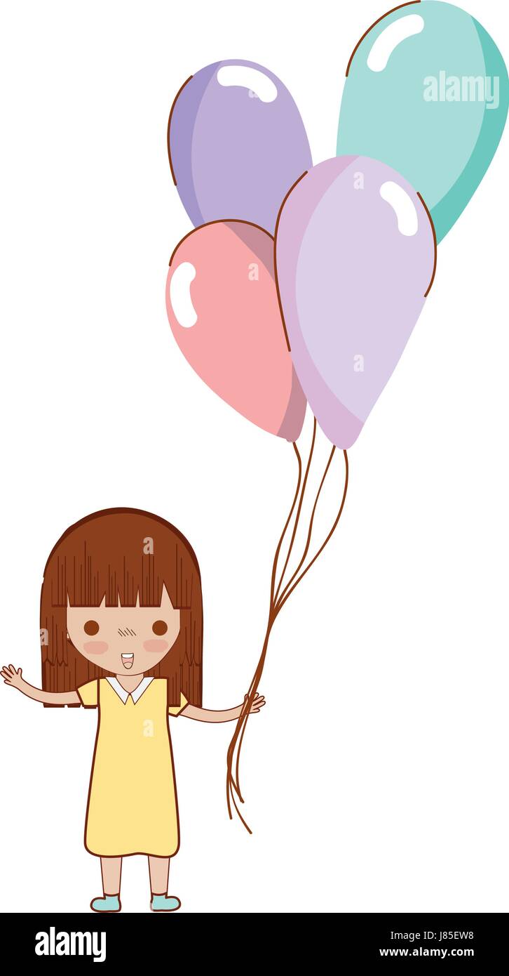 cute girl with balloons in the hand Stock Vector Image & Art - Alamy