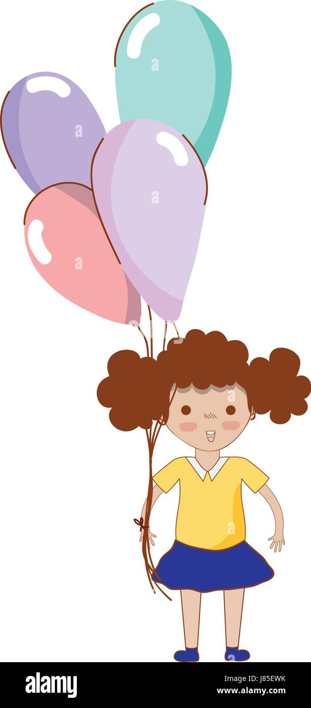 cute girl with balloons in the hand Stock Vector Image & Art - Alamy