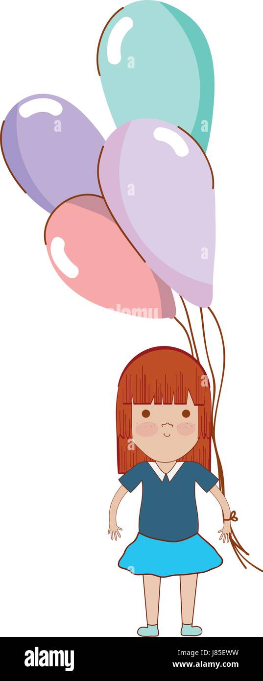 cute girl with balloons in the hand Stock Vector Image & Art - Alamy