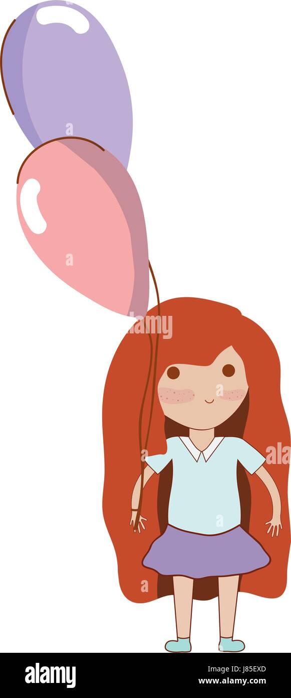 cute girl with balloons in the hand Stock Vector Image & Art - Alamy