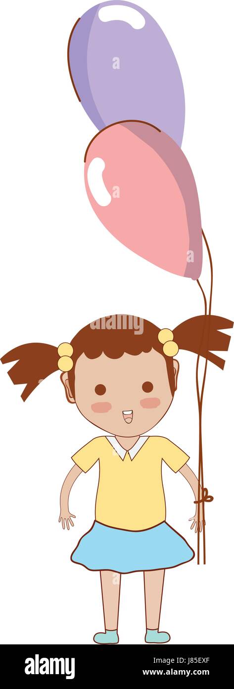 cute girl with balloons in the hand Stock Vector Image & Art - Alamy