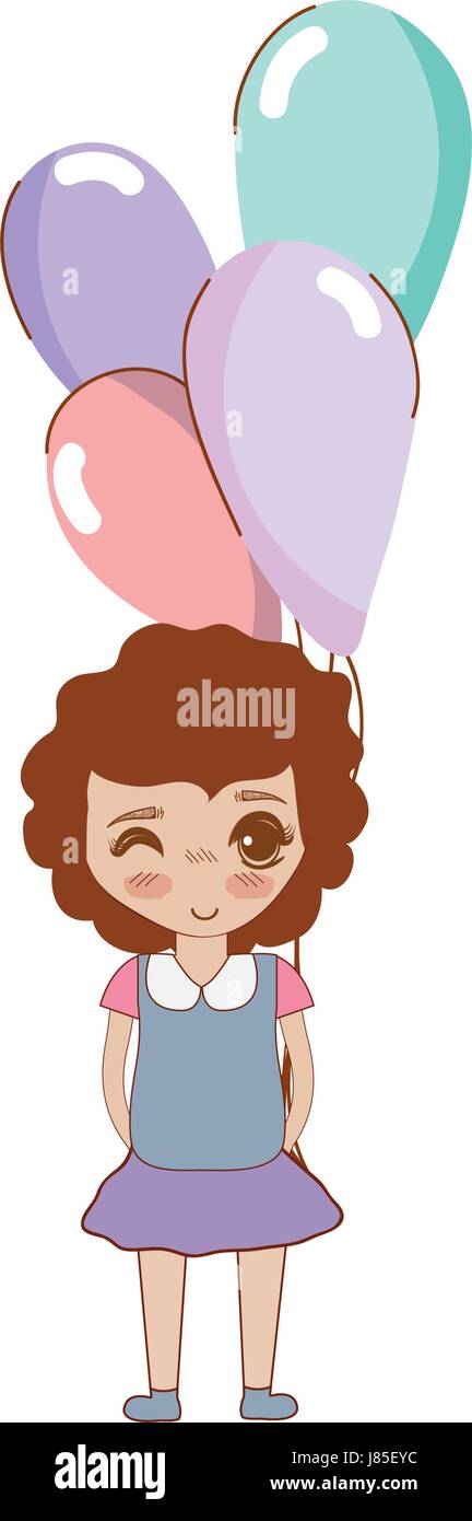 cute girl with balloons in the hand Stock Vector Image & Art - Alamy