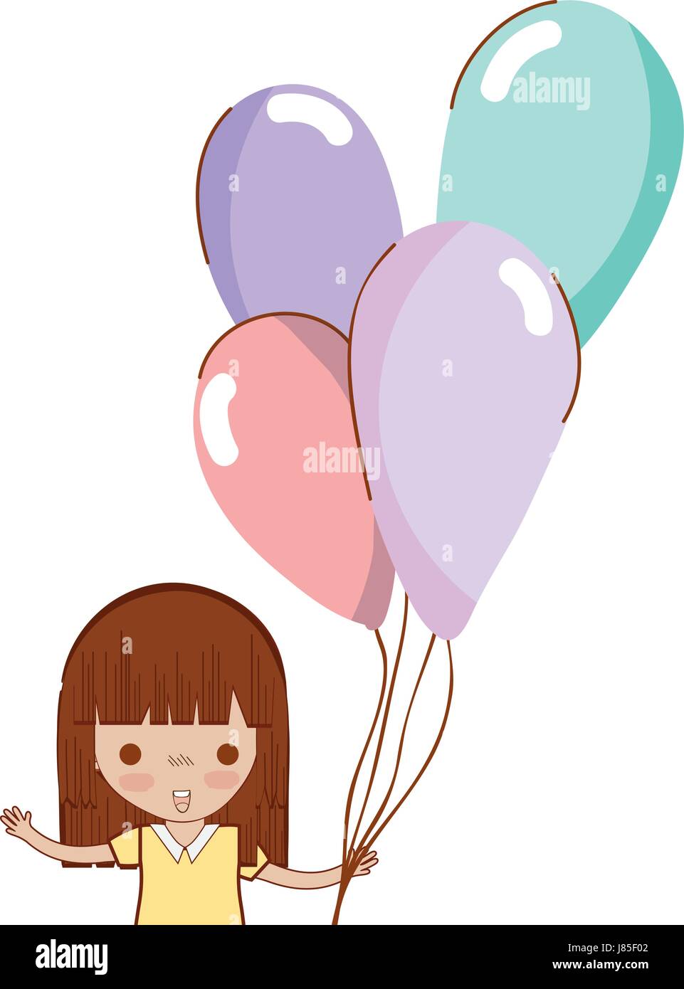 cute girl with balloons in the hand Stock Vector Image & Art - Alamy