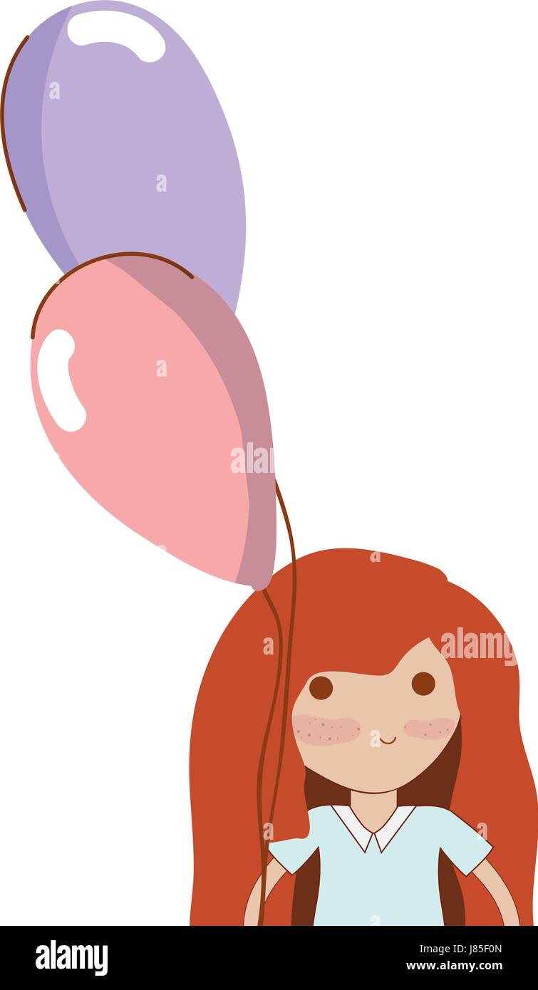 cute girl with balloons in the hand Stock Vector Image & Art - Alamy