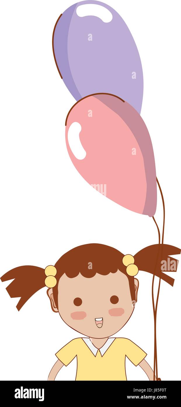 cute girl with balloons in the hand Stock Vector Image & Art - Alamy