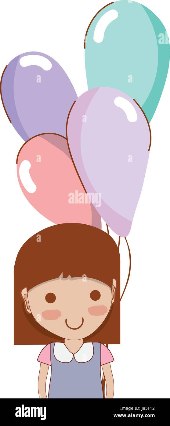 cute girl with balloons in the hand Stock Vector Image & Art - Alamy