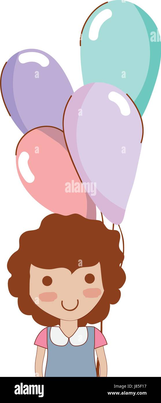 cute girl with balloons in the hand Stock Vector Image & Art - Alamy