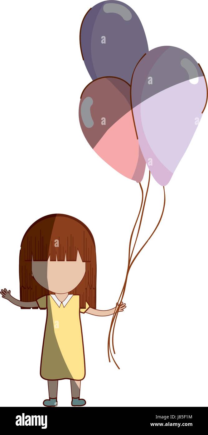cute girl with balloons in the hand Stock Vector Image & Art - Alamy