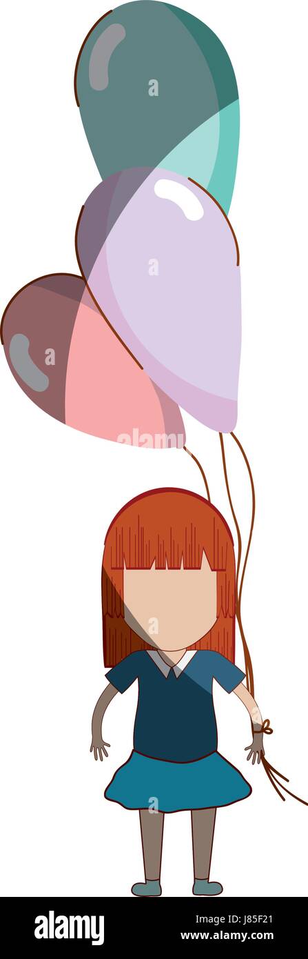 cute girl with balloons in the hand Stock Vector Image & Art - Alamy