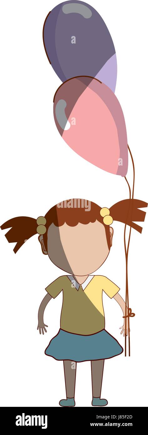 cute girl with balloons in the hand Stock Vector Image & Art - Alamy