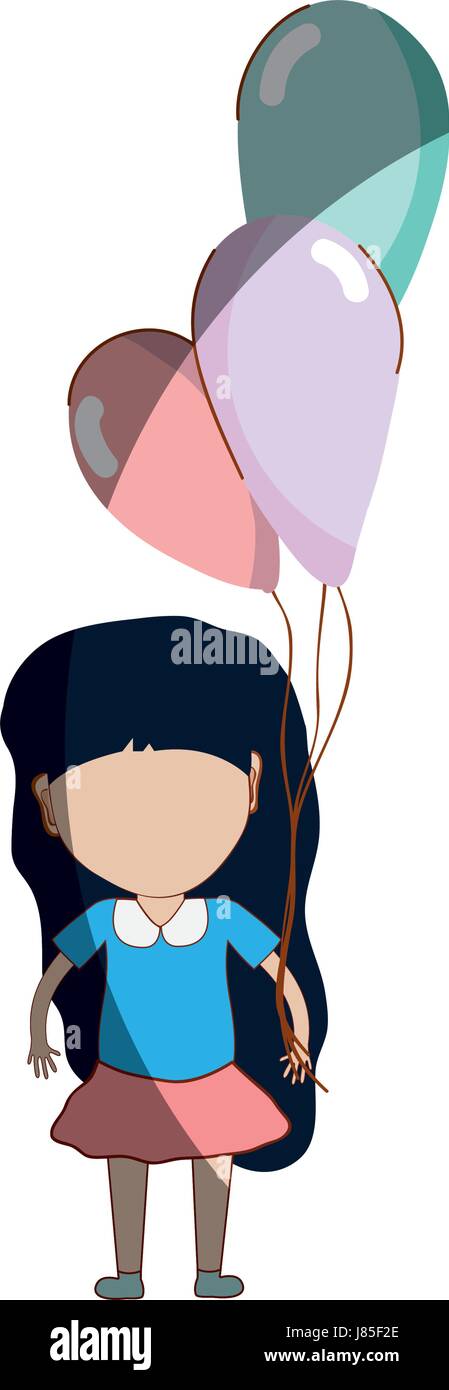 cute girl with balloons in the hand Stock Vector Image & Art - Alamy