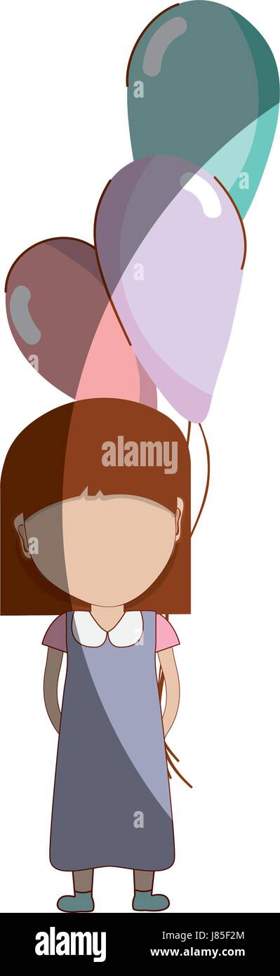 cute girl with balloons in the hand Stock Vector Image & Art - Alamy