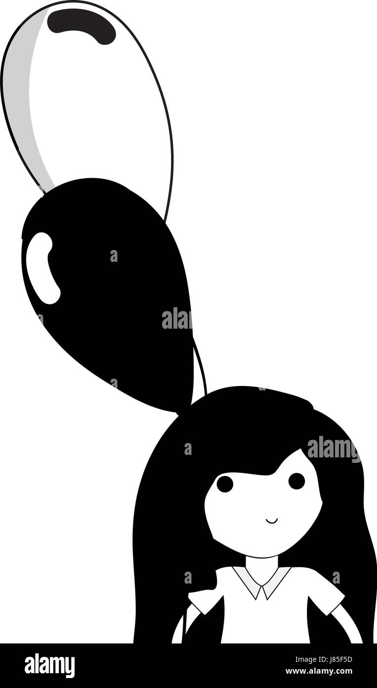 contour cute girl with balloons in the hand Stock Vector Image & Art ...