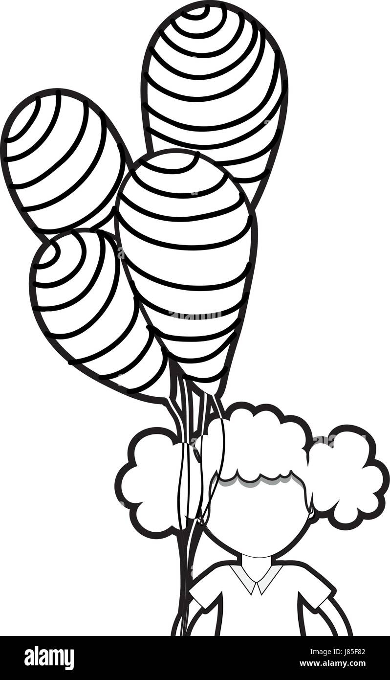 line cute girl with balloons in the hand Stock Vector Image & Art - Alamy