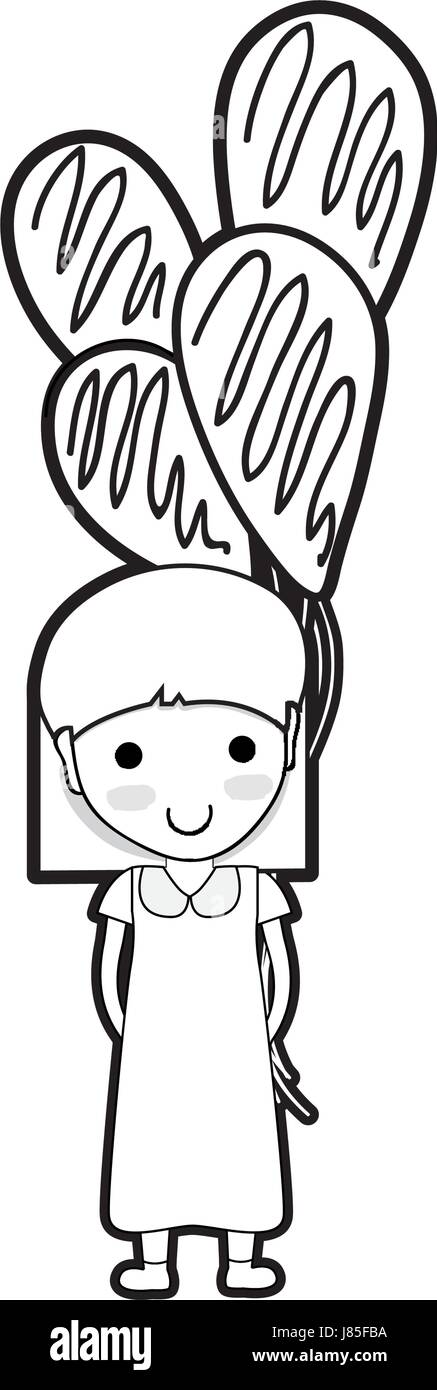 line cute girl with balloons in the hand Stock Vector Image & Art - Alamy