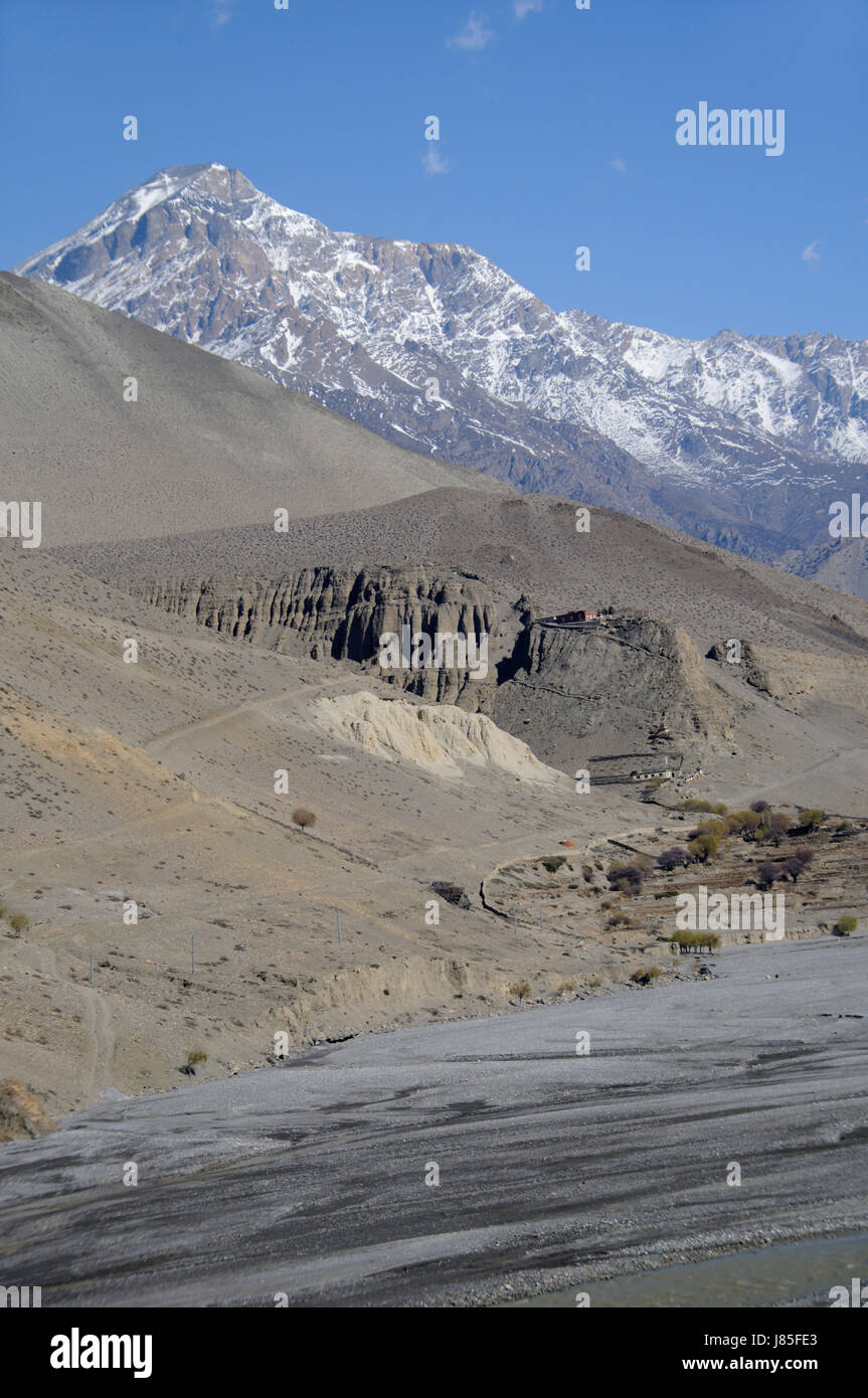 asia ravine river bed nepal mustang himalayas blue travel religion ...