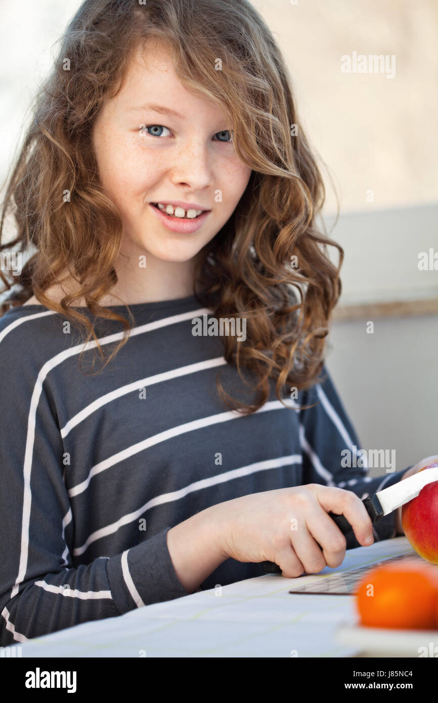 female teen window porthole dormer window pane person fruit kitchen cuisine Stock Photo Alamy