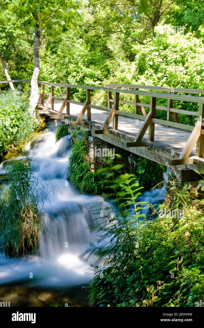 park waterfall croatia river water flow bridge wild waterfall croatia