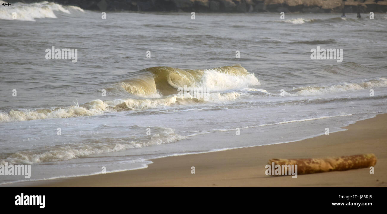 One big wave can do much more danger than many small waves put together.. the fear of this danger can restrict life for creatures beside the sea. Stock Photo