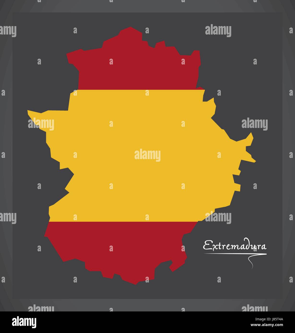 Extremadura map with Spanish national flag illustration Stock Vector ...