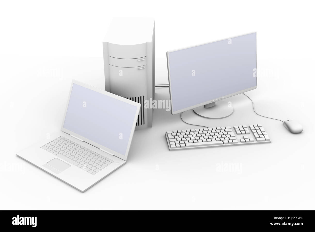 tower office laptop notebook computers computer keyboard PC isolated