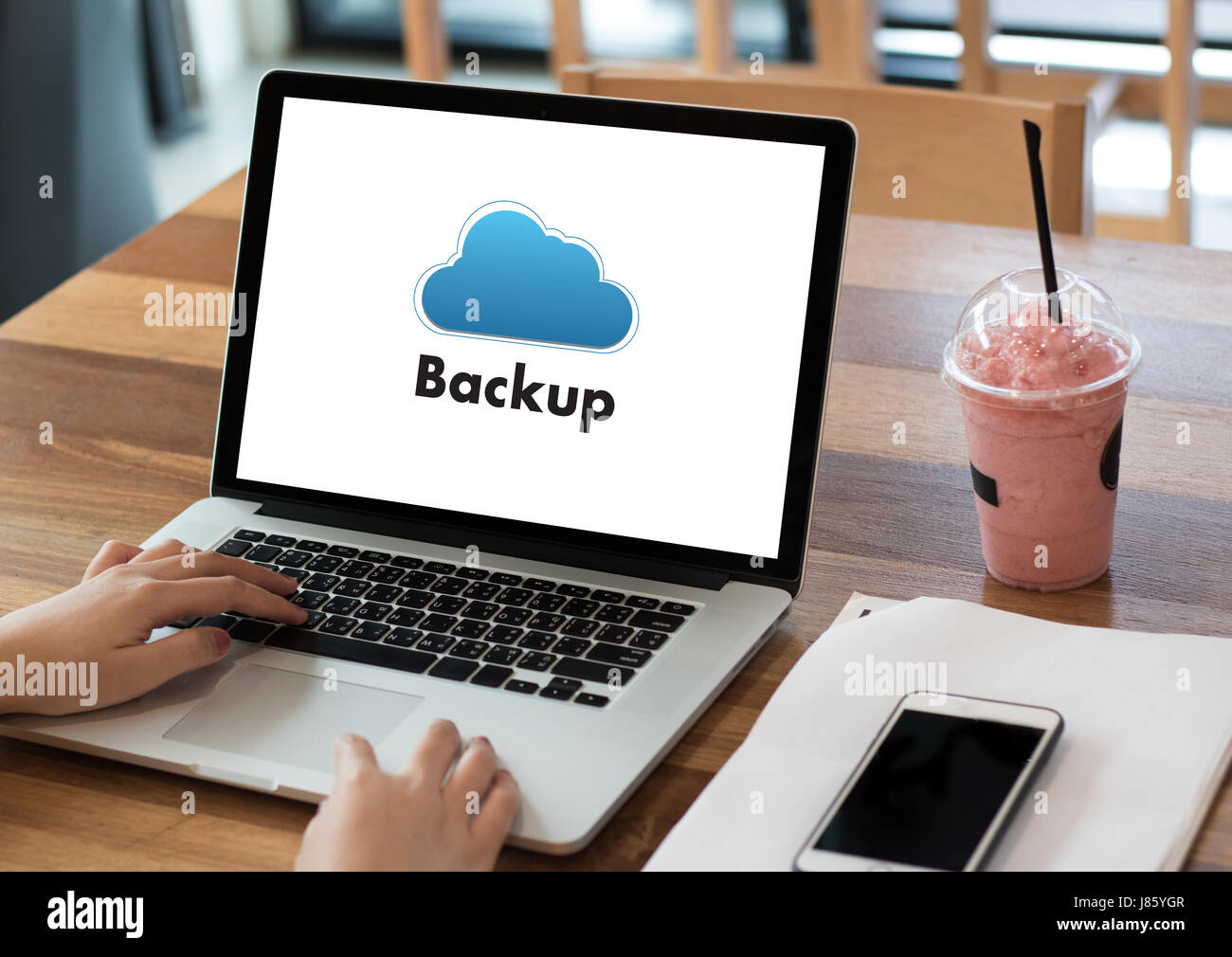 Backup Download copies of data, Computing Digital Data transferring Stock Photo