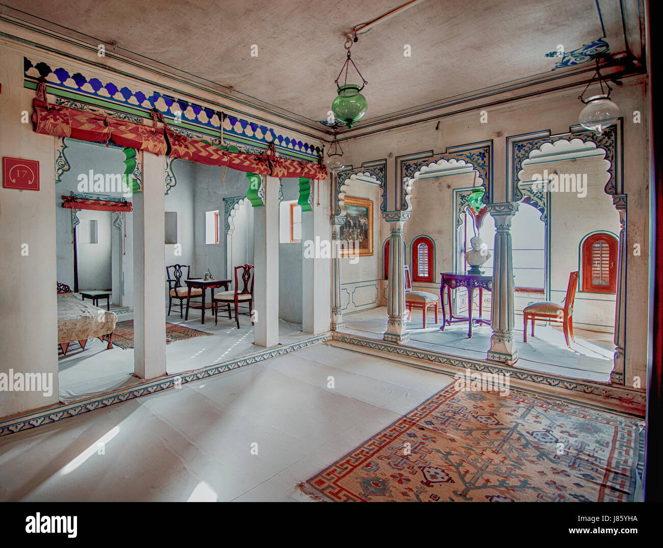 Room inside the city palace complex of udaipur. Stock Photo