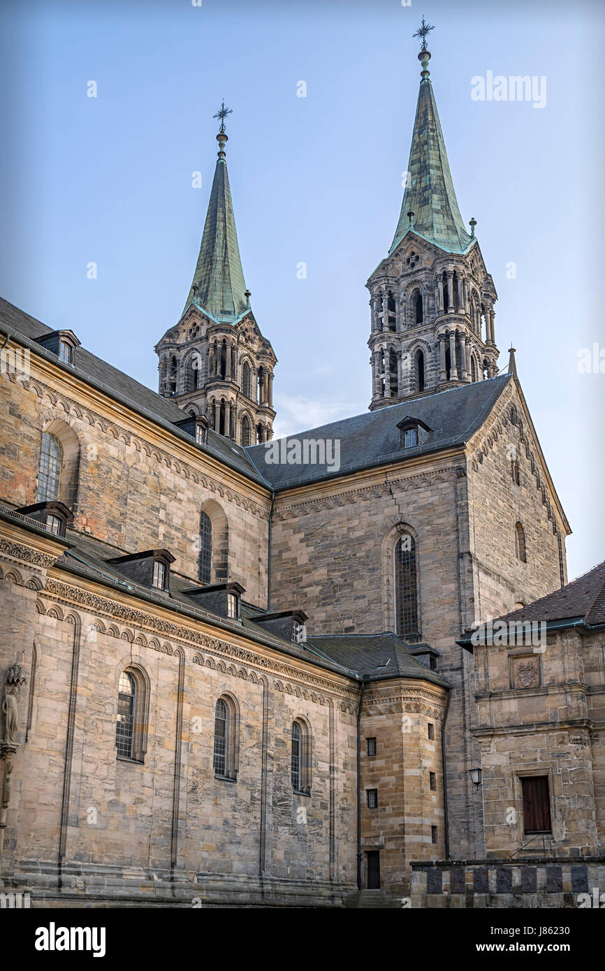 View of the historic cathedral Sankt Peter of Bamberg in Bavaria, Germany Stock Photo