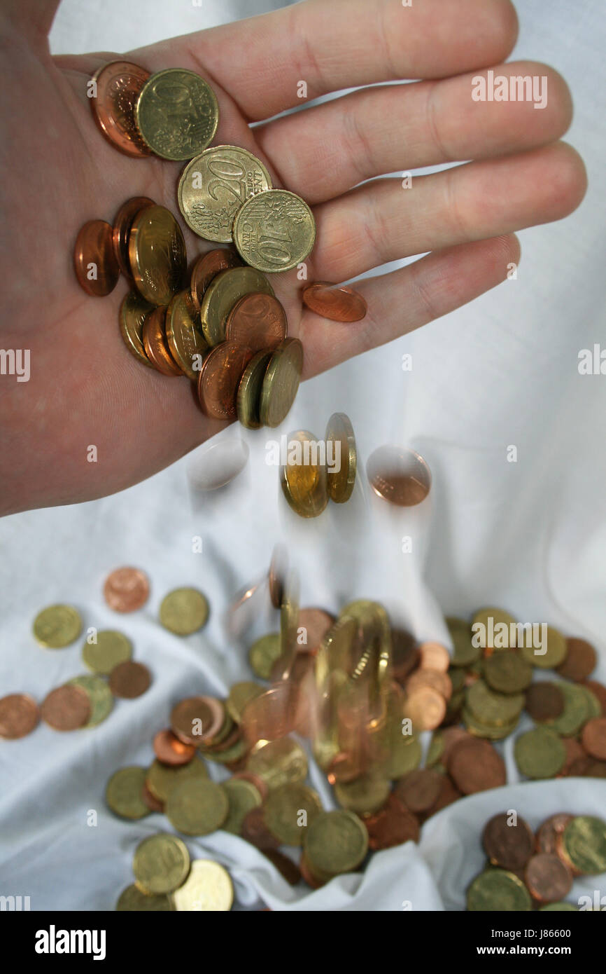 hand coin money-move money bank lending institution till hand life exist Stock Photo