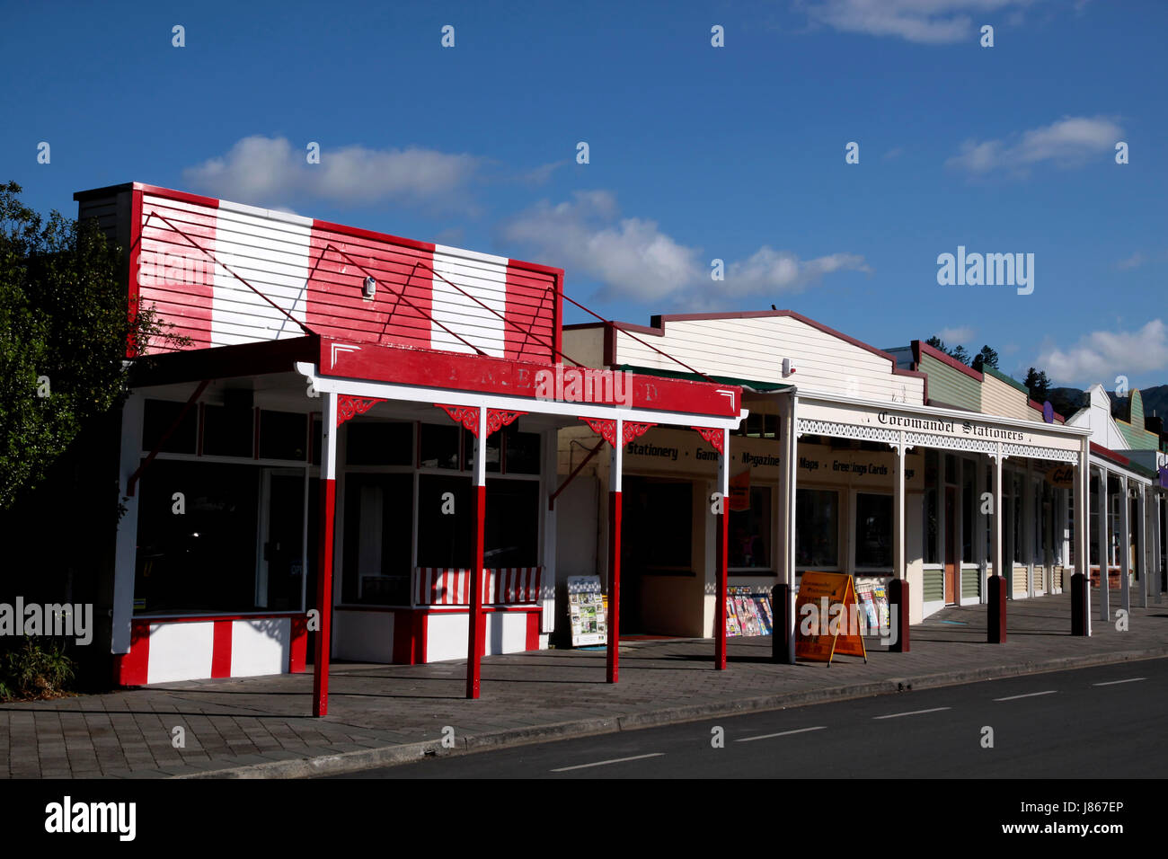 historical shops in coromandel Stock Photo Alamy