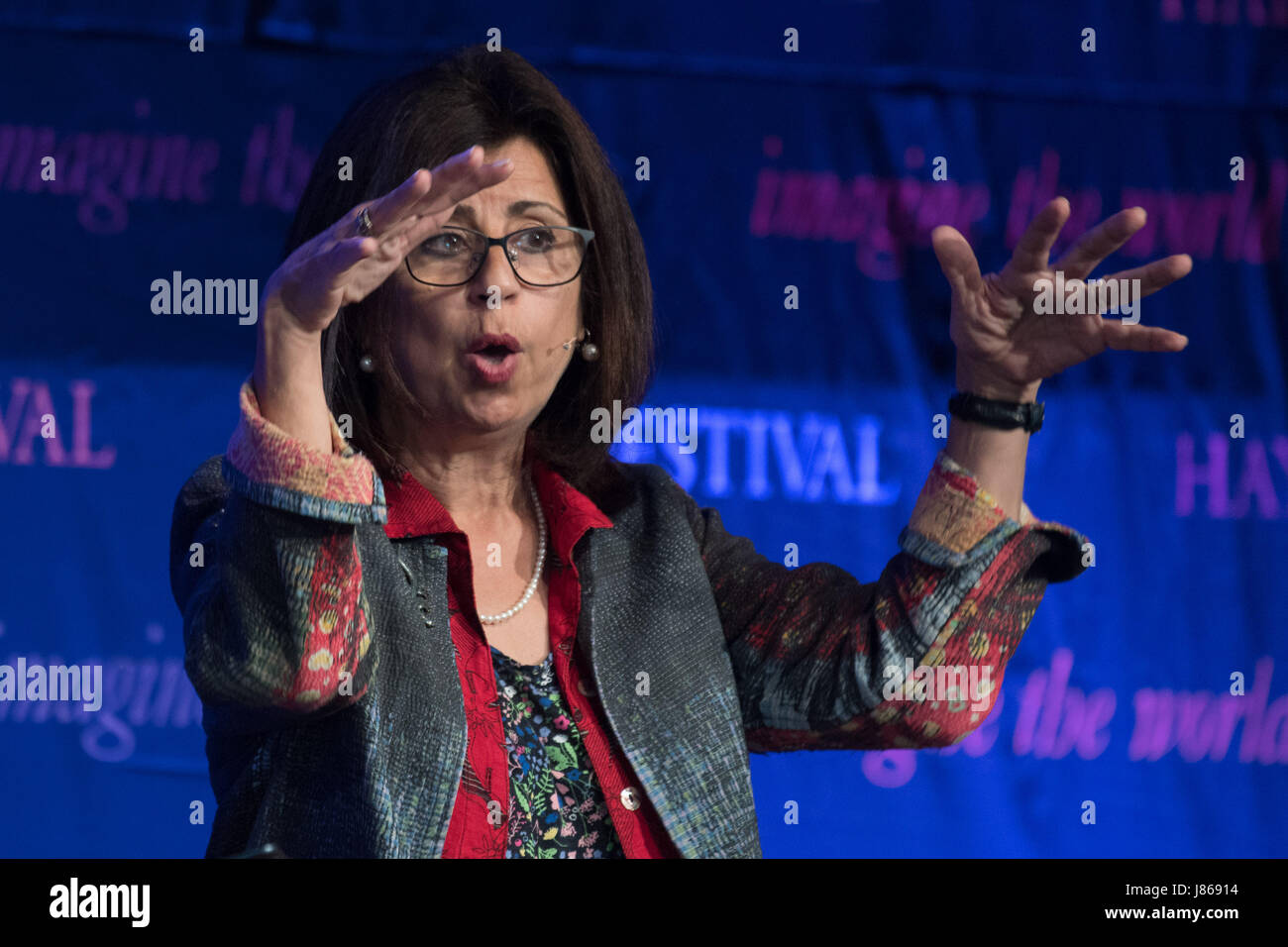 Hay on Wye, Wales UK, Saturday 27 May 2017 Hay Festival 2017 - Egyptian journlist and writer AHDAF SOUEIF talking about her work at the 2017 Hay Festival photo credit Credit: keith morris/Alamy Live News Stock Photo