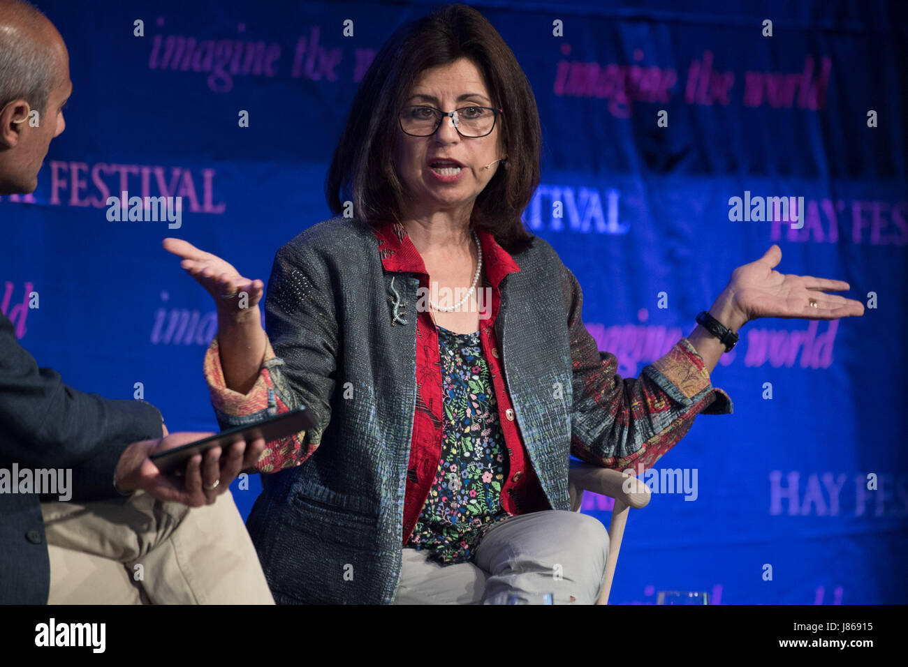 Hay on Wye, Wales UK, Saturday 27 May 2017 Hay Festival 2017 - Egyptian journlist and writer AHDAF SOUEIF talking about her work at the 2017 Hay Festival photo credit Credit: keith morris/Alamy Live News Stock Photo