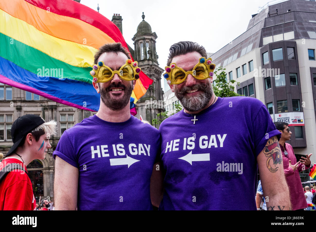 Birmingham, United Kingdom. 27th May 2017. Thousands of members of the LGBTQ community gathered today for the Birmingham Pride parade. The Birmingham Pride is an annual festival for the LGBTQ community usually taking place over the Spring Bank Holiday.  The event begins with a parade from Victoria Square in the city centre to the Gay Village in Hurst Street Credit: Jim Wood/Alamy Live News Stock Photo
