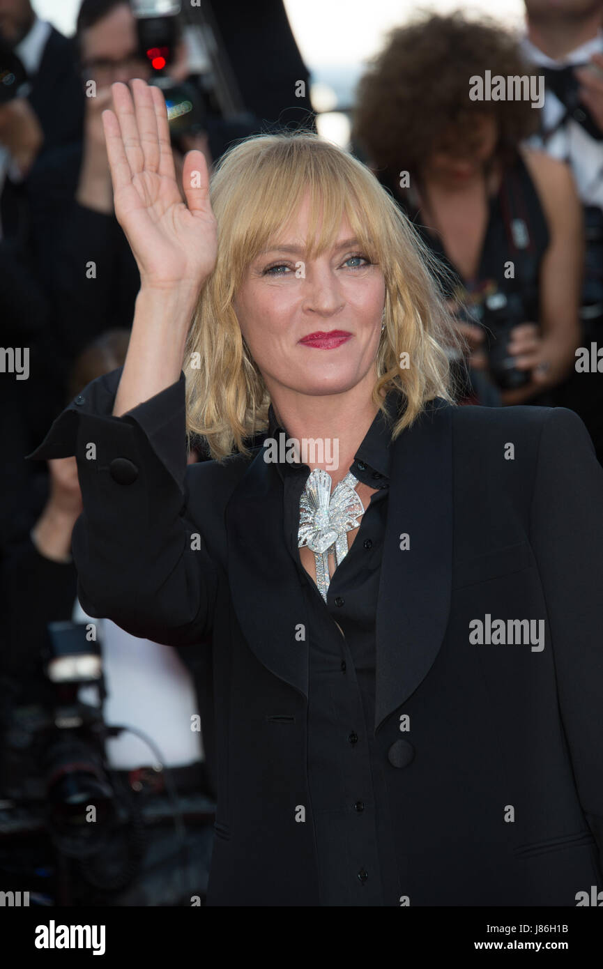 Cannes, France. 27th May, 2017. Uma Thurman at the premiere for "Based