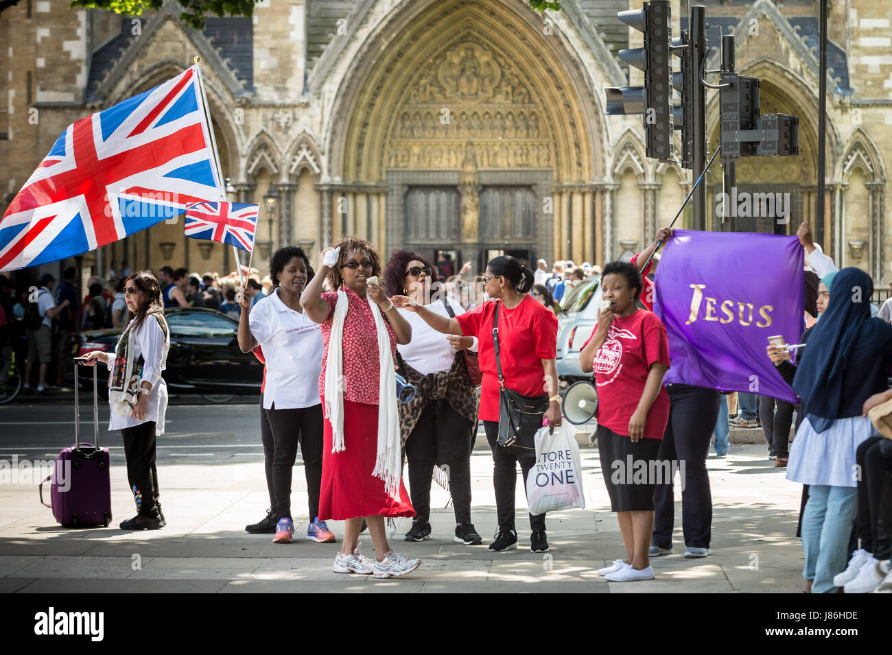 London, UK. 27th May, 2017. Christian movement ‘Wailing Women Worldwide’ rally in Parliament Square Credit: Guy Corbishley/Alamy Live News Stock Photo