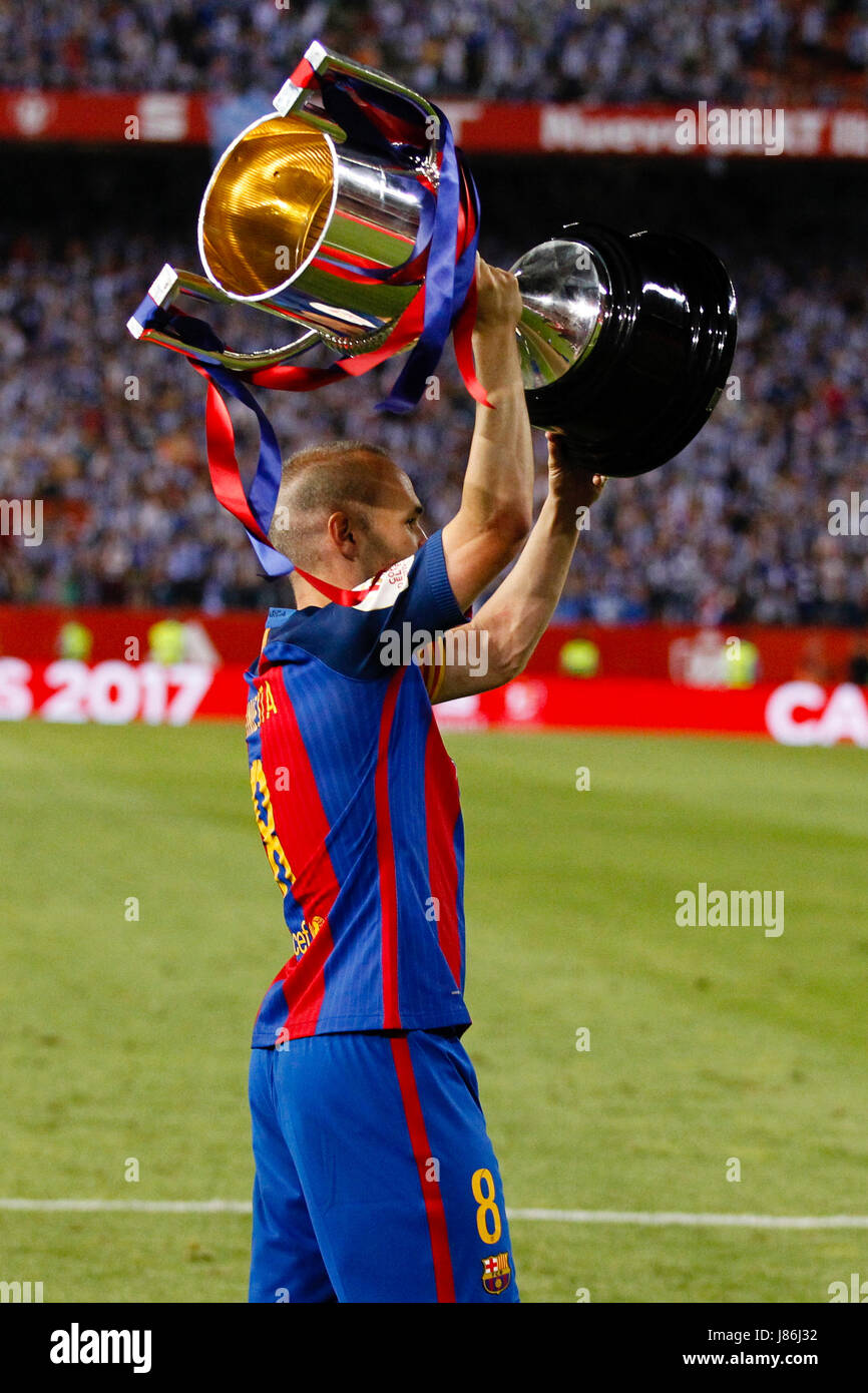 Andres Iniesta Lujan (8) FC Barcelona's player. Copa del Rey between FC Barcelona vs Deportivo Alaves at the Vicente Calderon stadium in Madrid, Spain, May 27, 2017 . Stock Photo