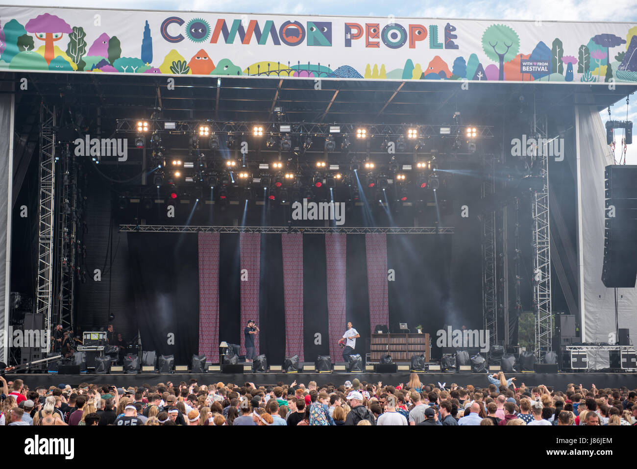 Southampton, Hampshire, UK. 27thth May, 2017. Loyle Carner performs on the main stage. Common People Music Festival returns in 2017 to Southampton Common where the Bestival team, along with curator, Rob Da Bank, have put together a fantastic lineup of acts. Event security remains tight after the recent terror attack in Manchester resulting in the UK terror threat level being escalated from 'Severe' to 'Critical'. Despite these anxieties, festival goers haven't been put off and are determined to enjoy the festivities, live music and sunshine. Credit: Will Bailey/Alamy Live News Stock Photo