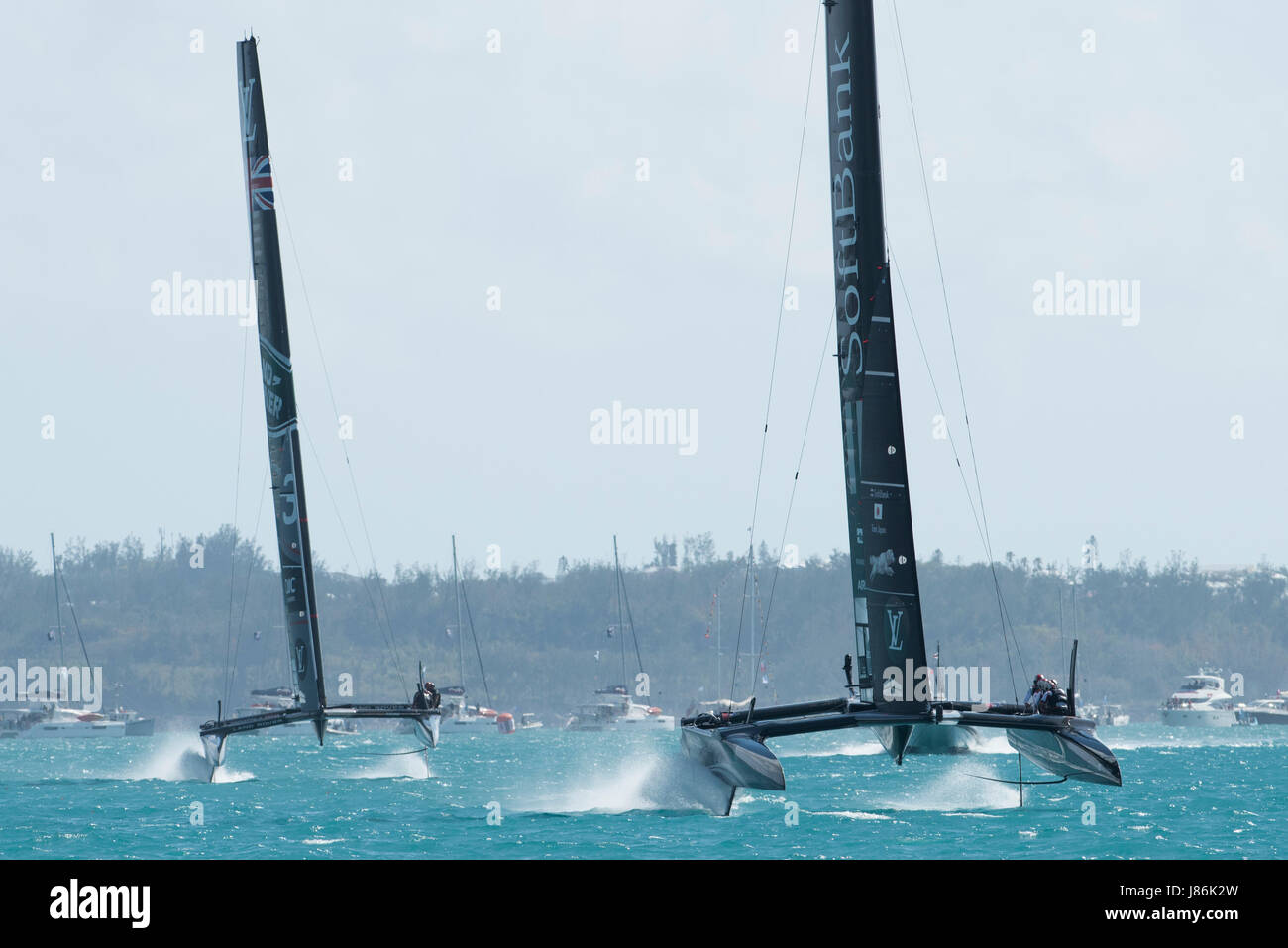Bermuda. 27th May, 2017. Land Rover BAR and Softbank Team Japan, race six on day one of the 35th