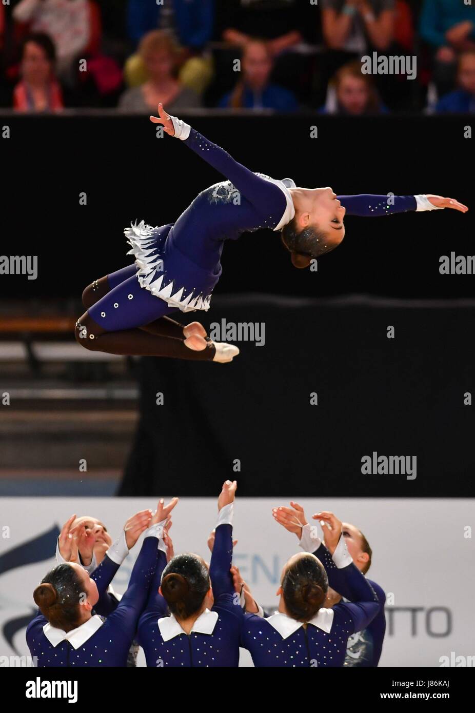 Helsinki, Finland. 27th May, 2017. Players of Danish team Novo Soro GC  compete in the preliminary competition of Aesthetic Group Gymnastics World  Championships 2017 in Helsinki, Finland, on May 27, 2017. The