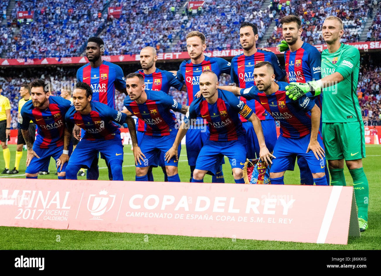 Madrid, Spain. 27th May, 2017. Initial team upline of the football match of Final of Spanish