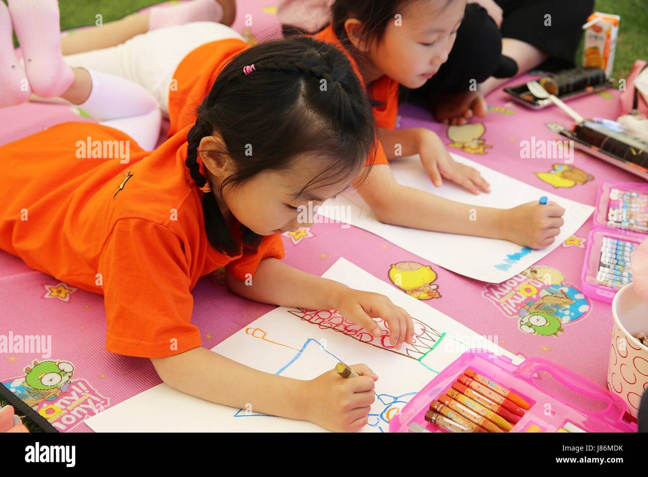 Children's drawing contest Children attend a drawing contest at a
