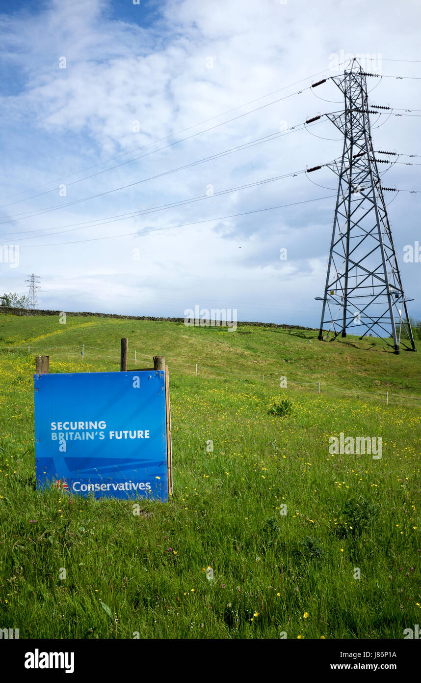 A large placard supporting the Conservative Party before the 2017 General Election. Stock Photo