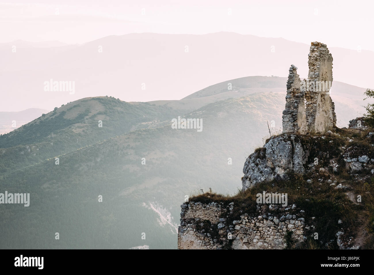 The ruins of the castle of Rocca Calascio, Abruzzo, Italy Stock Photo