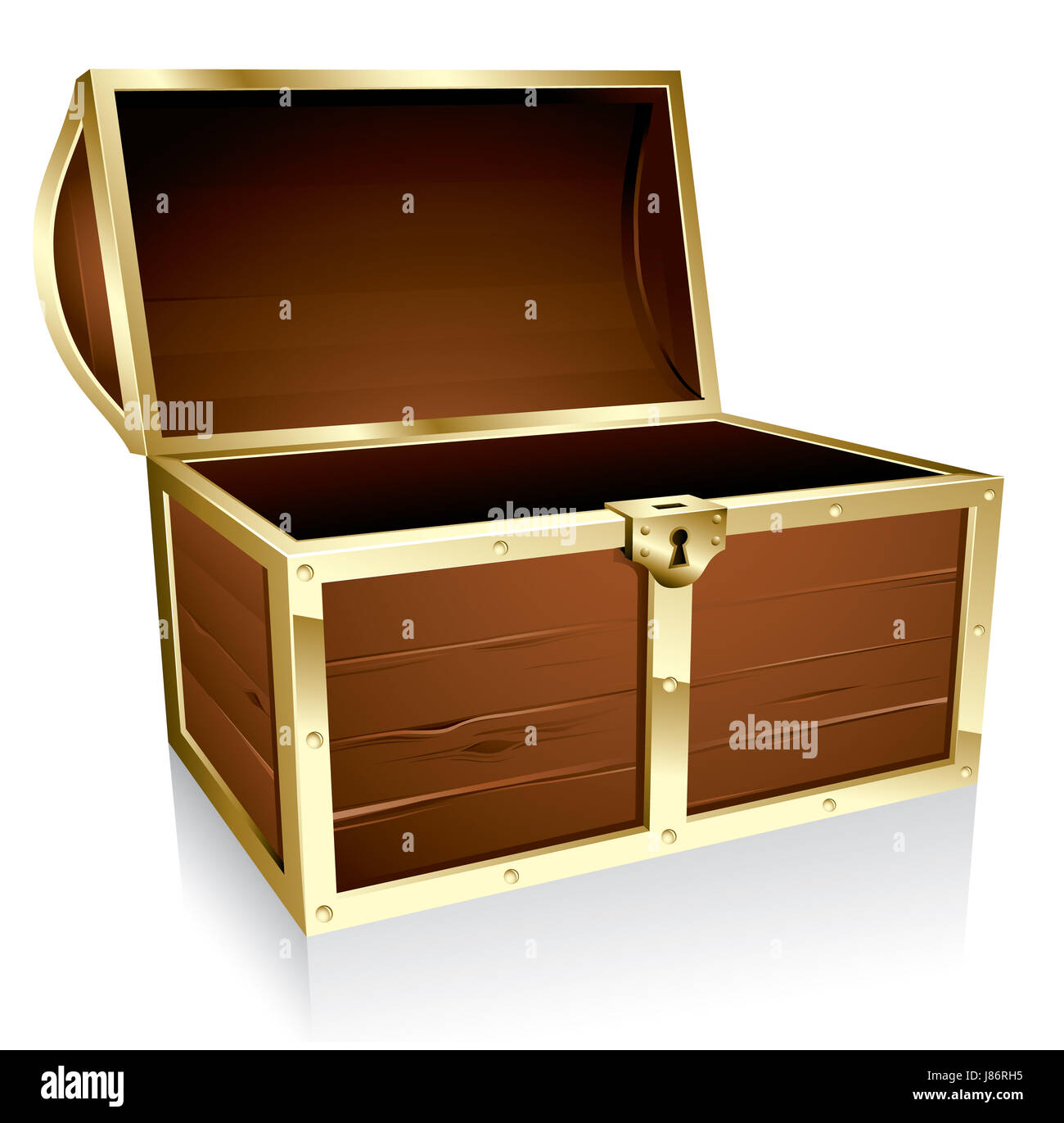 Premium Vector  Realistic open chest vintage old treasure wooden box with  golden glowing inside vector illustration