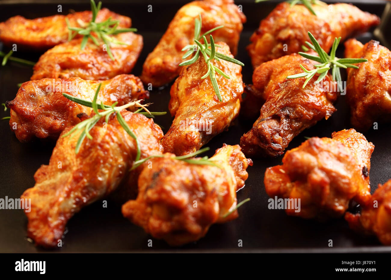 food, aliment, hot, poultry, chicken, tray, baking, wings, meat, smoke, Stock Photo