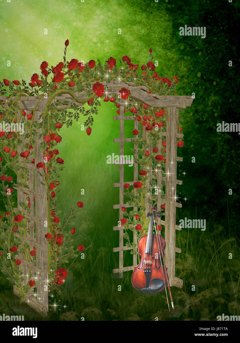 music, musical instrument, garden, flower, rose, plant, butterfly, dreamy, Stock Photo