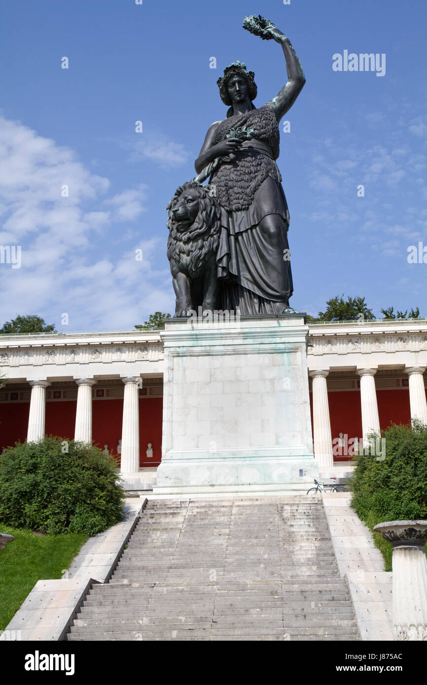 city, town, monument, statue, bavaria, munich, woman, stairs ...