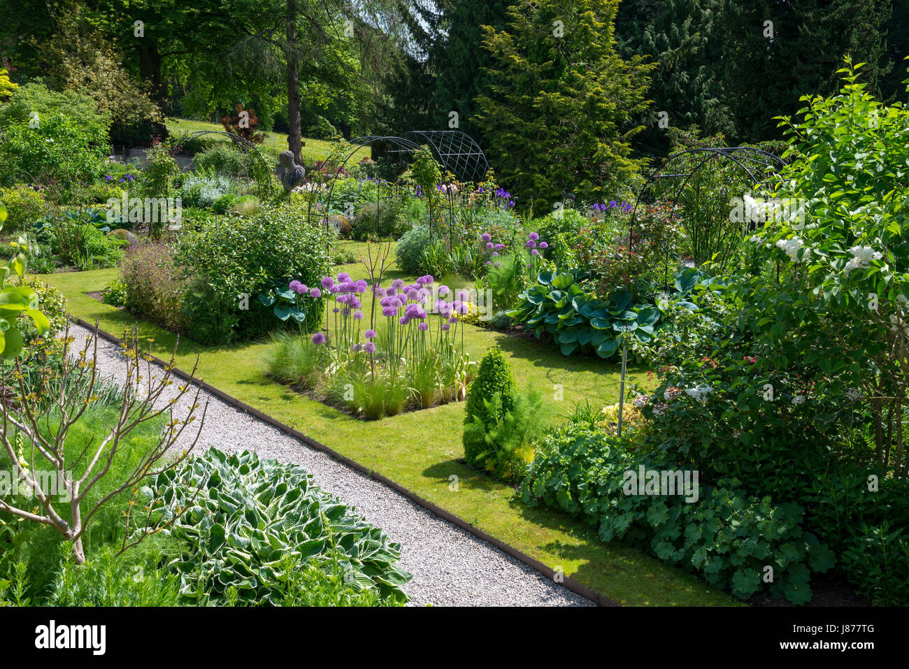 The scented terrace at Thornbridge hall gardens near Great Longstone, Derbyshire, England. Stock Photo