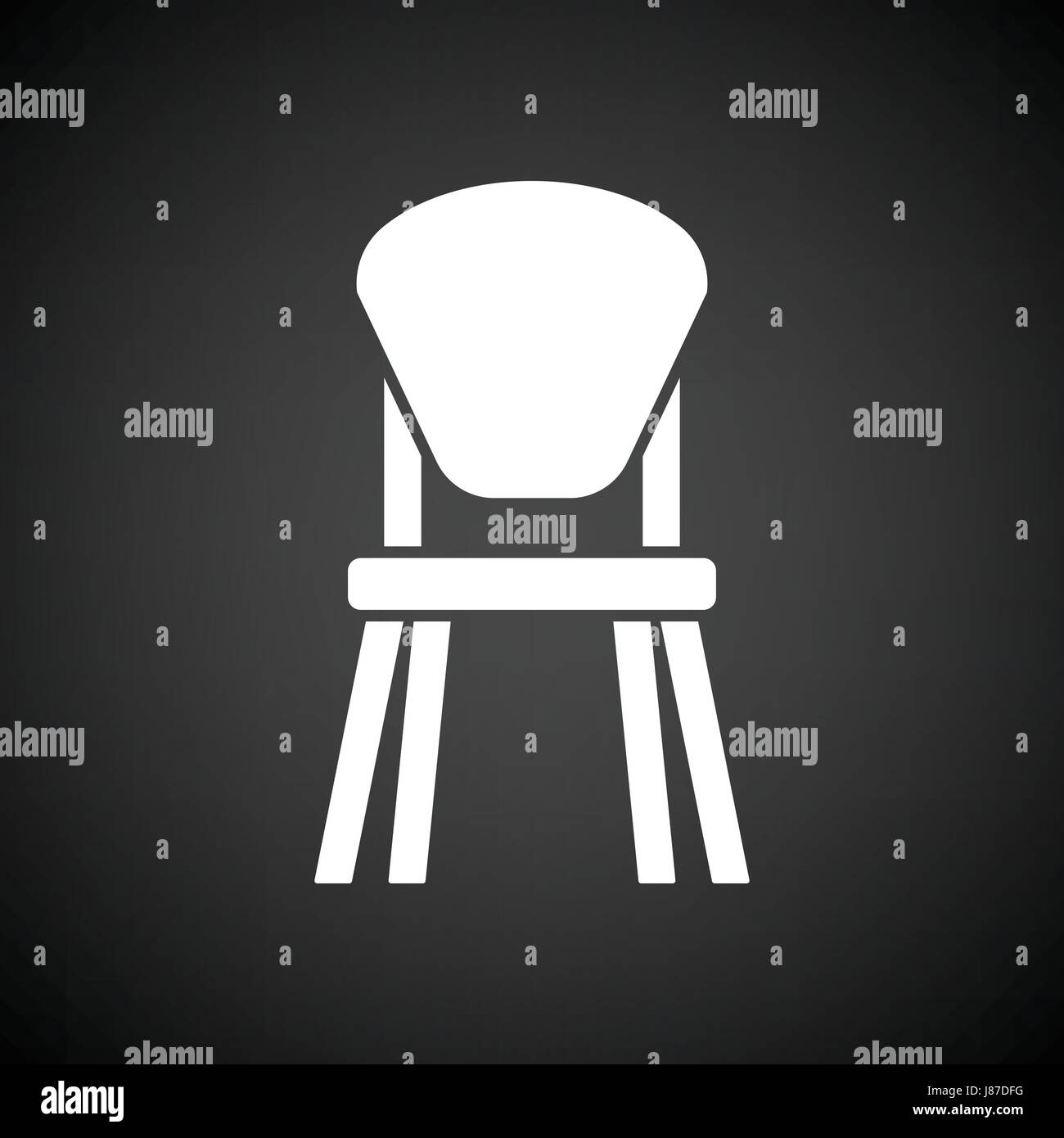 Child chair icon. Black background with white. Vector illustration ...